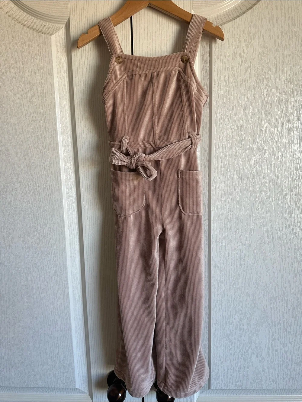 Little Lass Girls 2Pc Plush Corduroy Jumpsuit Denim Jacket Set Size 4 Heart - Picture 3 of 8